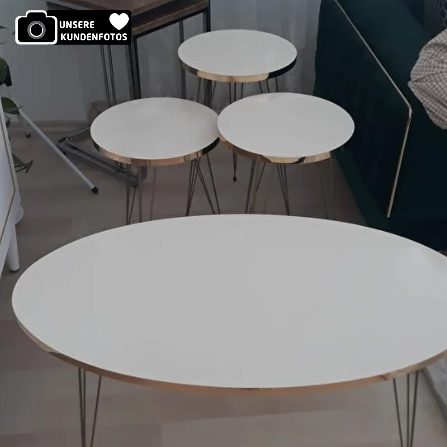 Couchtisch & Beistelltische 4'er Set Oval 4x Farben