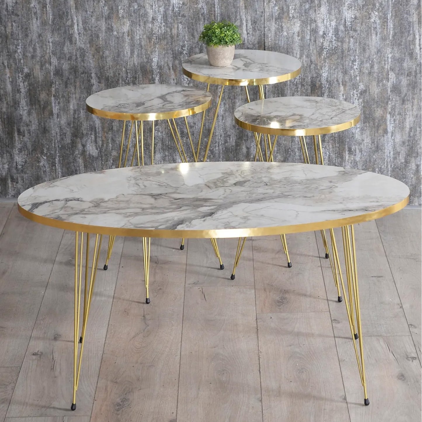 Couchtisch & Beistelltische 4'er Set Oval 4x Farben