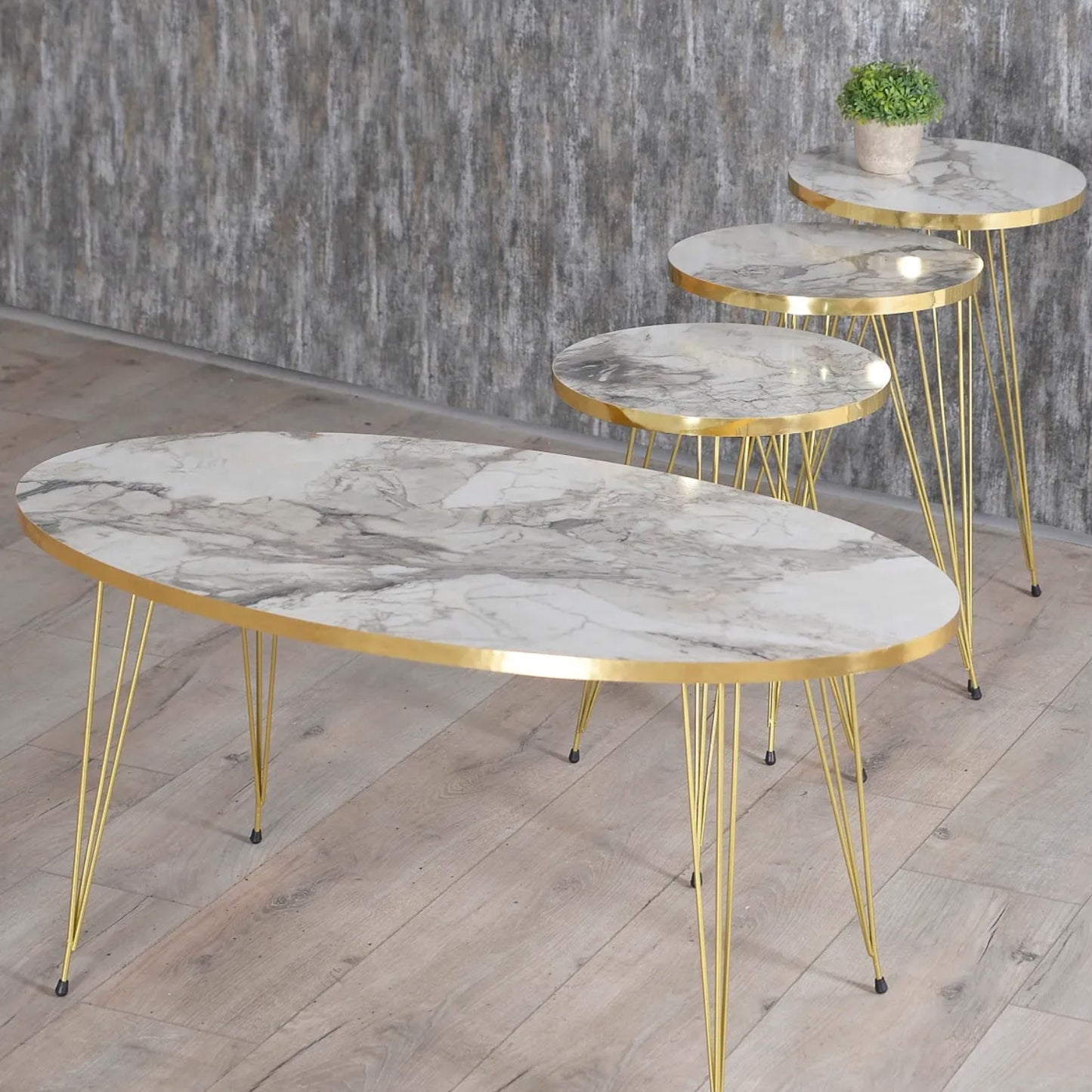 Couchtisch & Beistelltische 4'er Set Oval 4x Farben