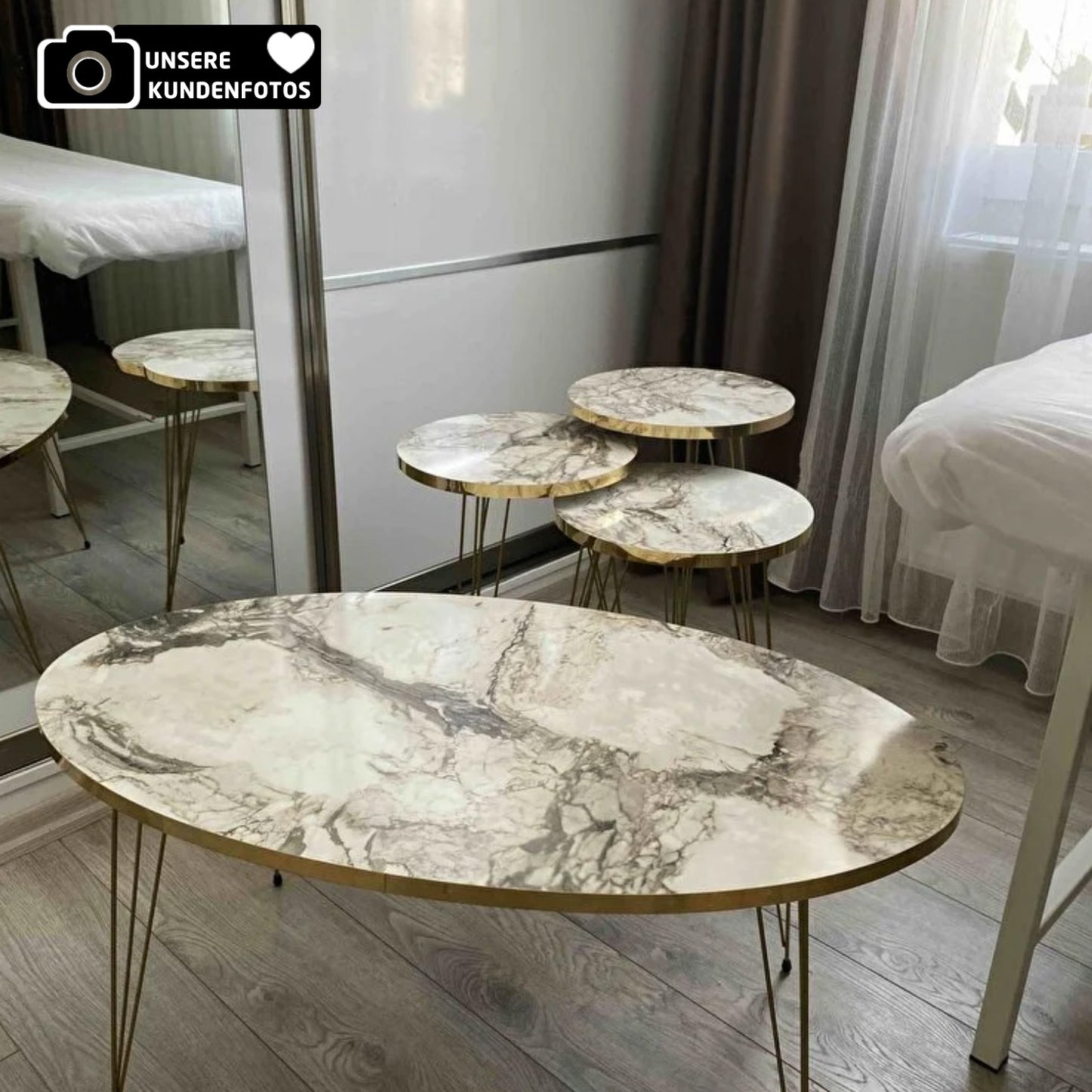 Couchtisch & Beistelltische 4'er Set Oval 4x Farben