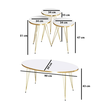 Couchtisch & Beistelltische 4'er Set Oval 4x Farben