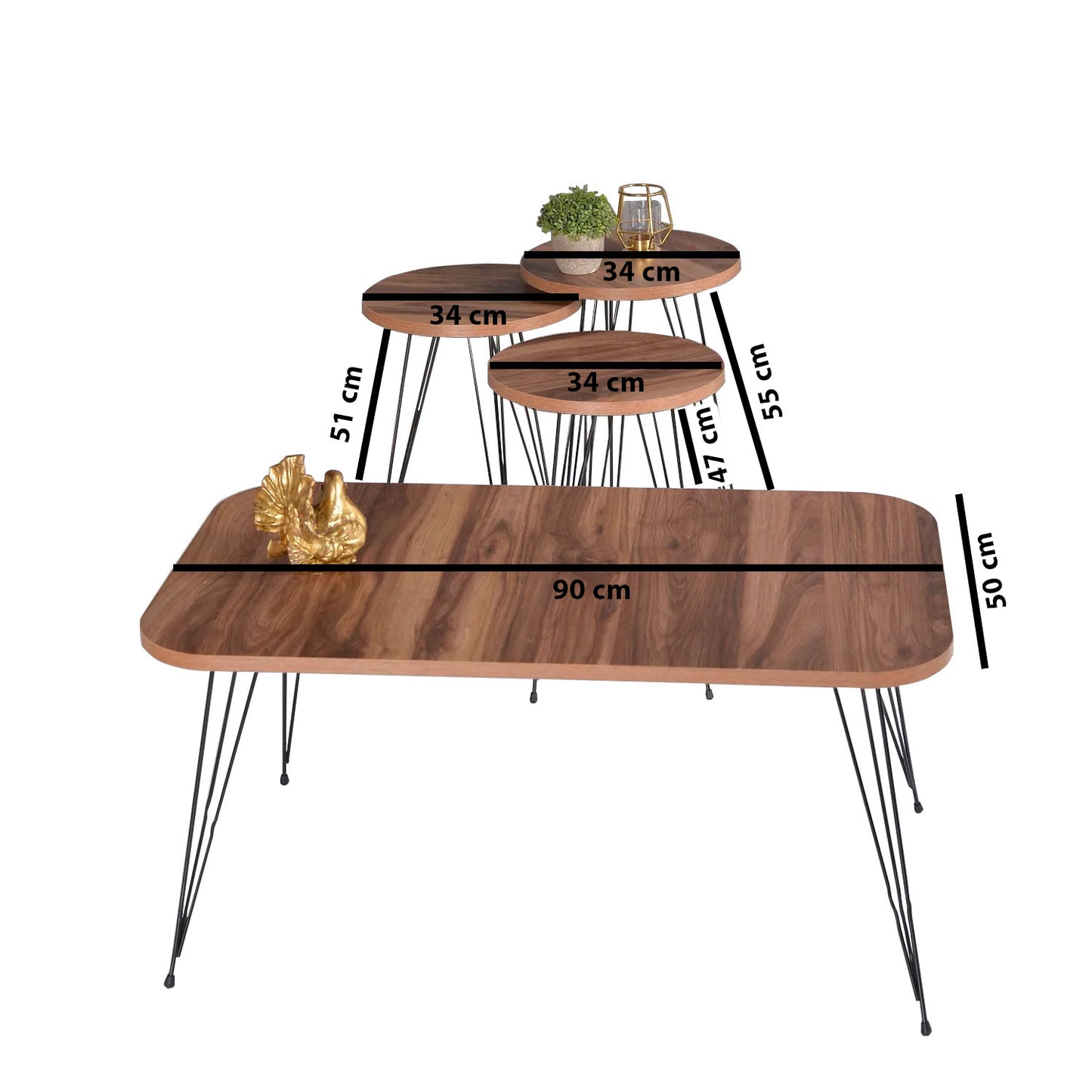 Couchtisch Set Wood 4-Teilig