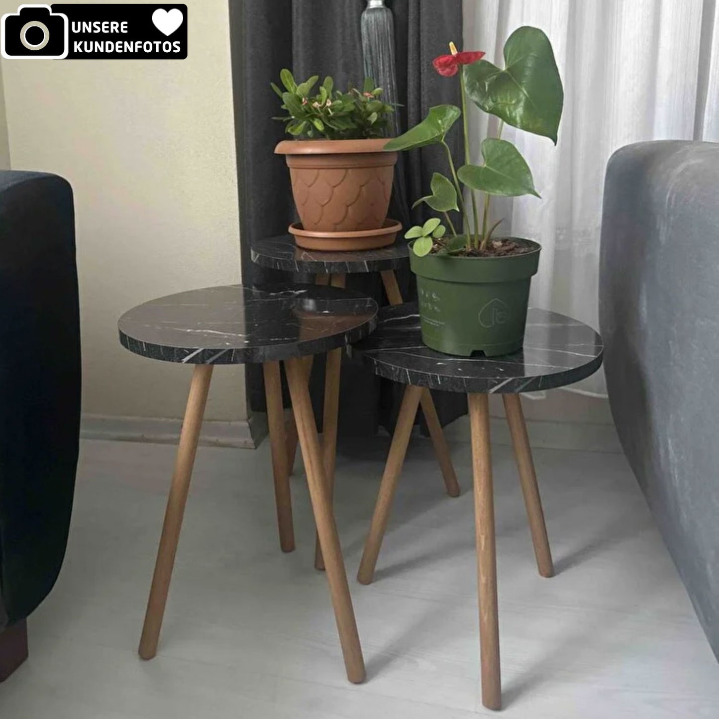 Beistelltisch 3'er Set in 4x Designs