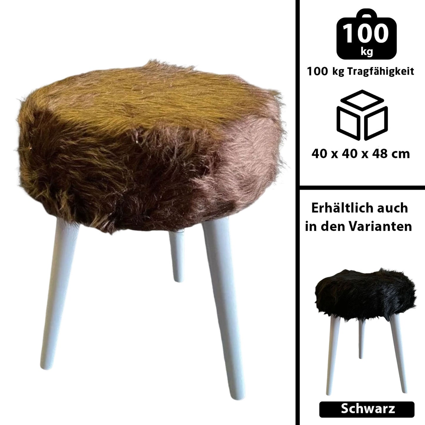 Fell Sitzhocker 2x Farben