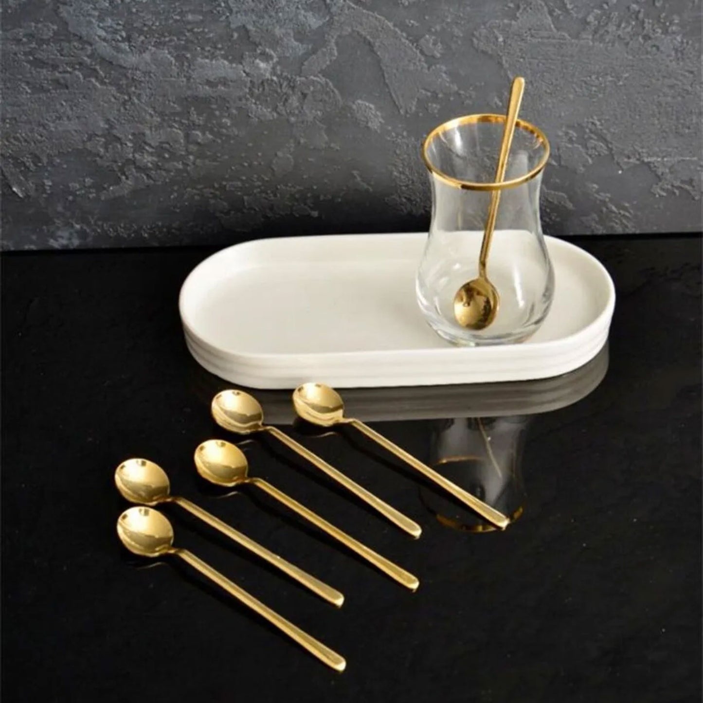 Edle Teelöffel Set 6-Teilig Gold