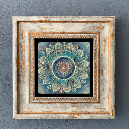 Exklusives Wandbild Mandala 20x20 aus Naturstein