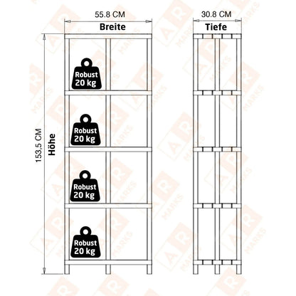XL Stehregal Kunststoff Stecksystem 153,50 cm