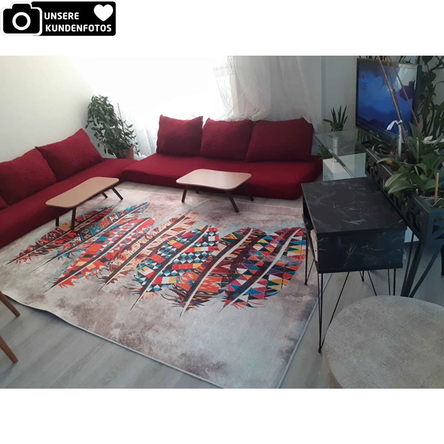 Wohnzimmer Teppich Multi Feder