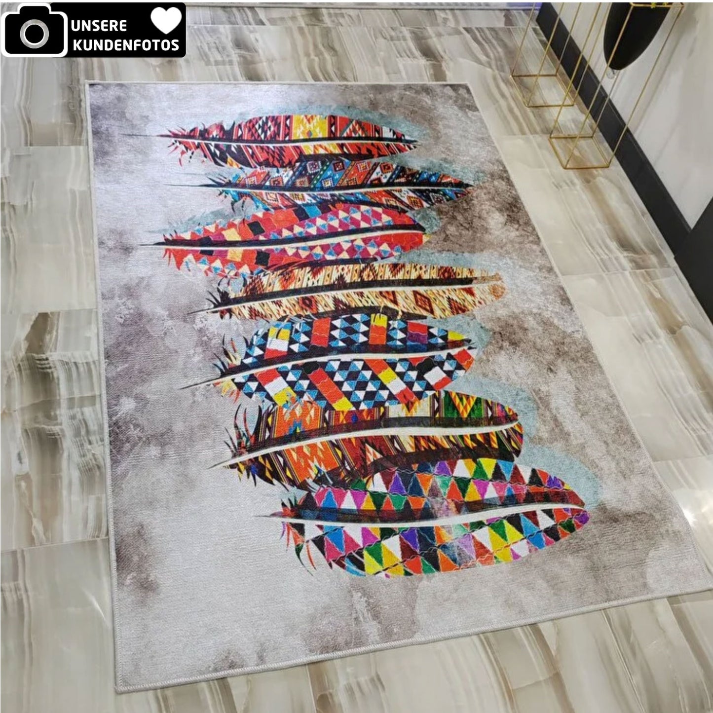 Wohnzimmer Teppich Multi Feder