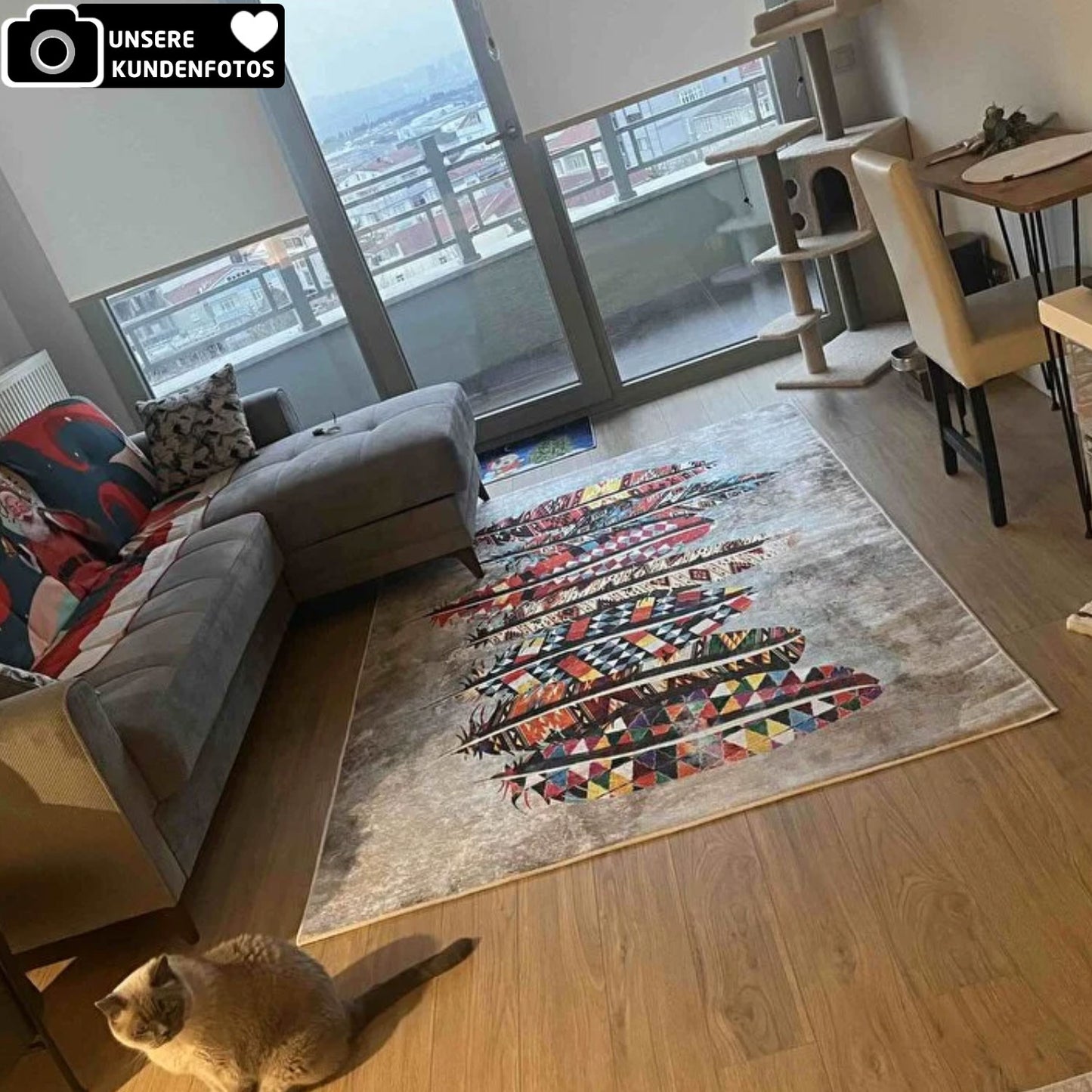 Wohnzimmer Teppich Multi Feder