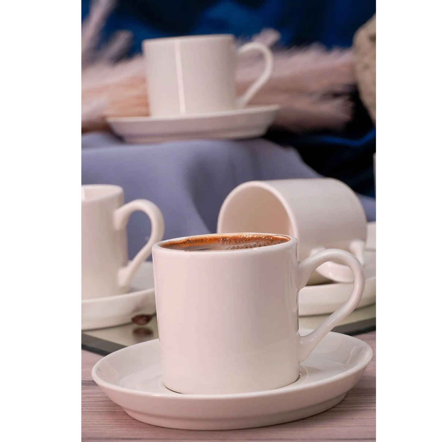 Klassische Espressotassen Set Cremeweiß 6 Personen