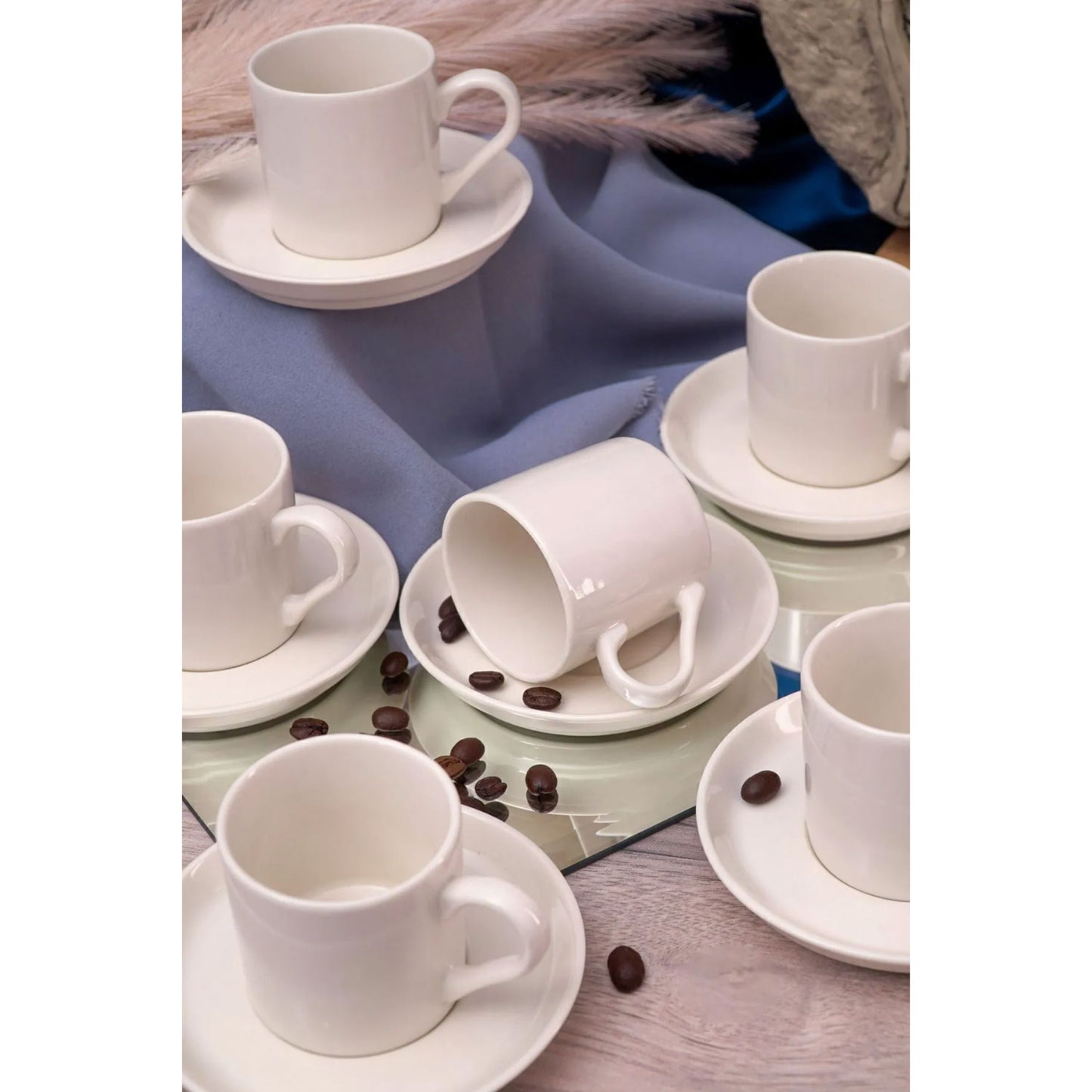 Klassische Espressotassen Set Cremeweiß 6 Personen