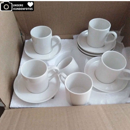 Klassische Espressotassen Set Cremeweiß 6 Personen