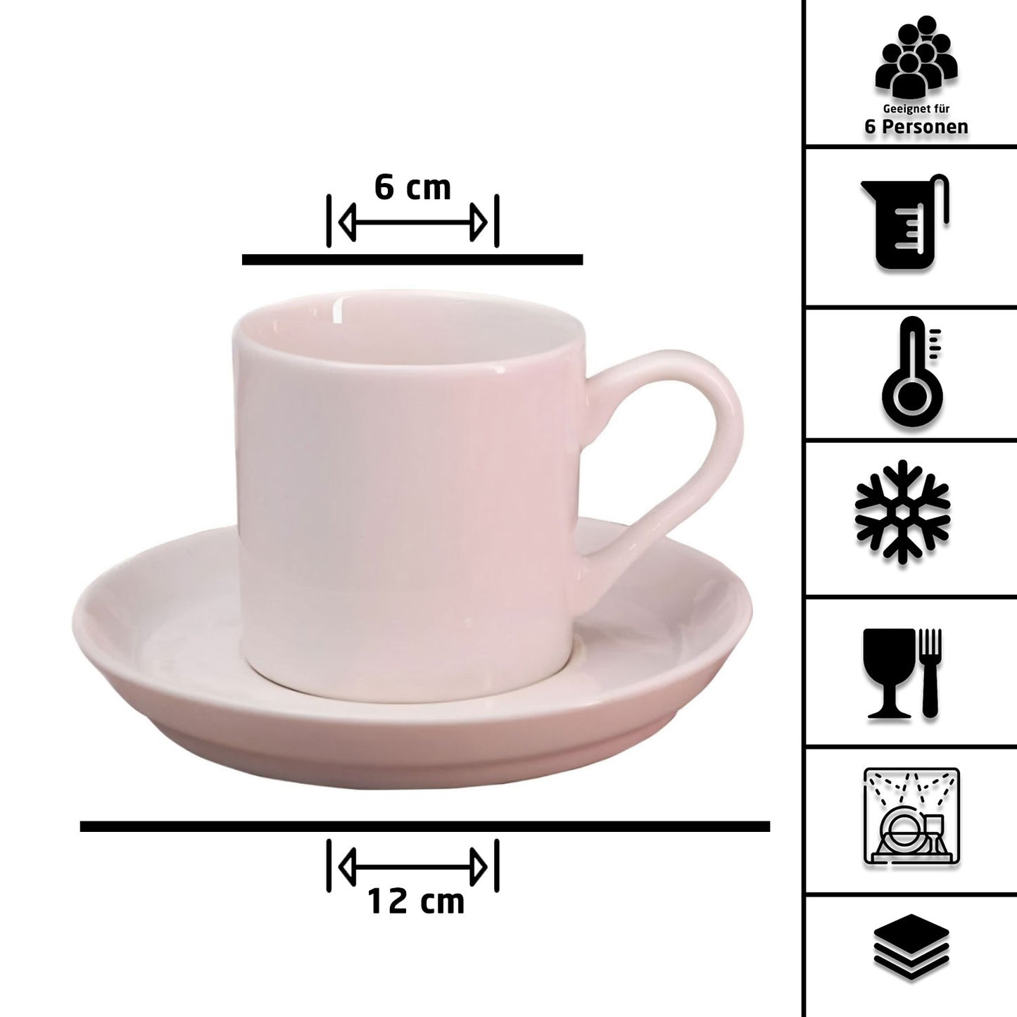 Klassische Espressotassen Set Cremeweiß 6 Personen