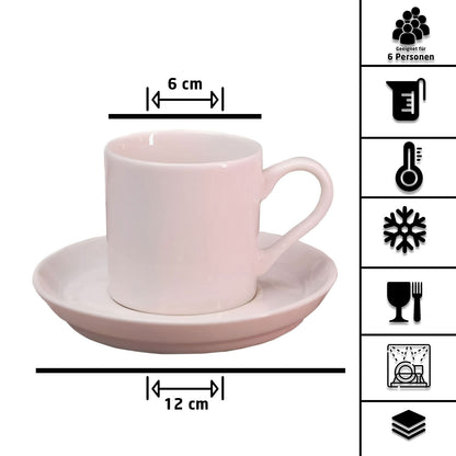 Klassische Espressotassen Set Cremeweiß 6 Personen
