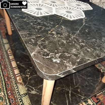 Couchtisch Holz - Marmoroptik Schwarz